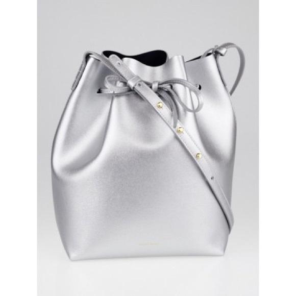 Mansur Gavriel Handbags - MANSUR GAVRIEL Silver Saffiano Leather Bucket Bag